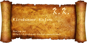 Kirnbauer Kolos névjegykártya